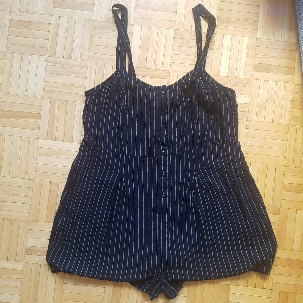 forever21 plus pinstripe romper 2xl